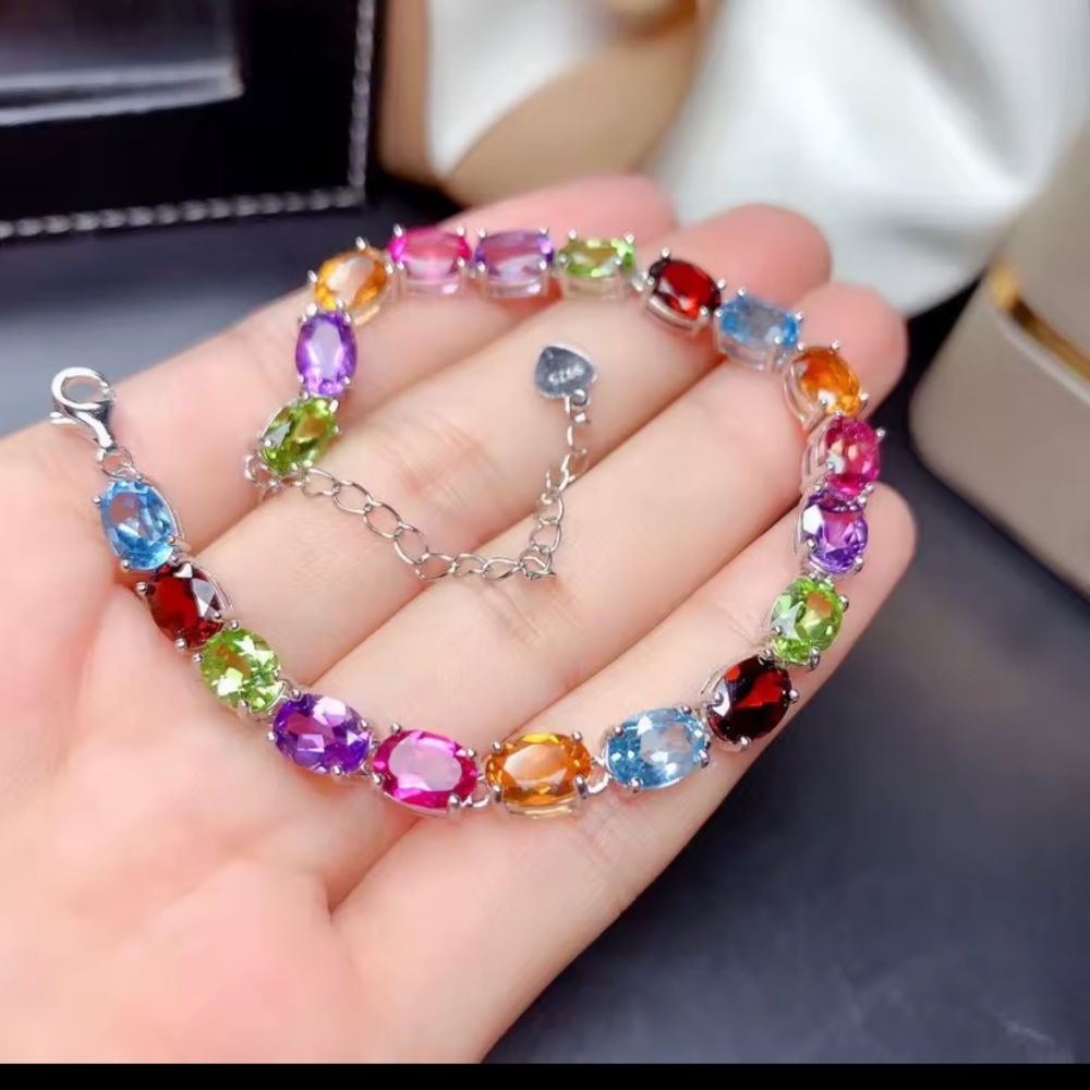 Multicolor Swarovski Crystals Gemstone Bracelet